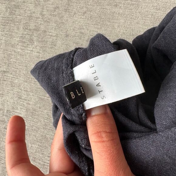 Black Vintage Washed Linen Midi Skirt - Picture 4 of 5